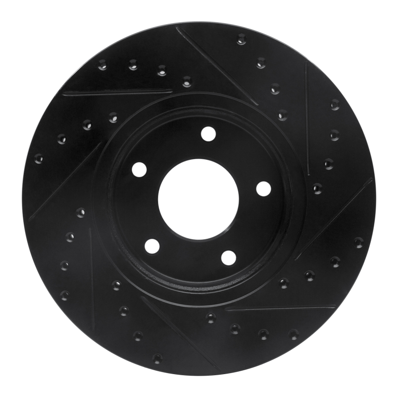 Jaguar XJR Brake Rotor (1) - Front Left - R1 Concepts - Drilled & Slotted - Black - `97-`03